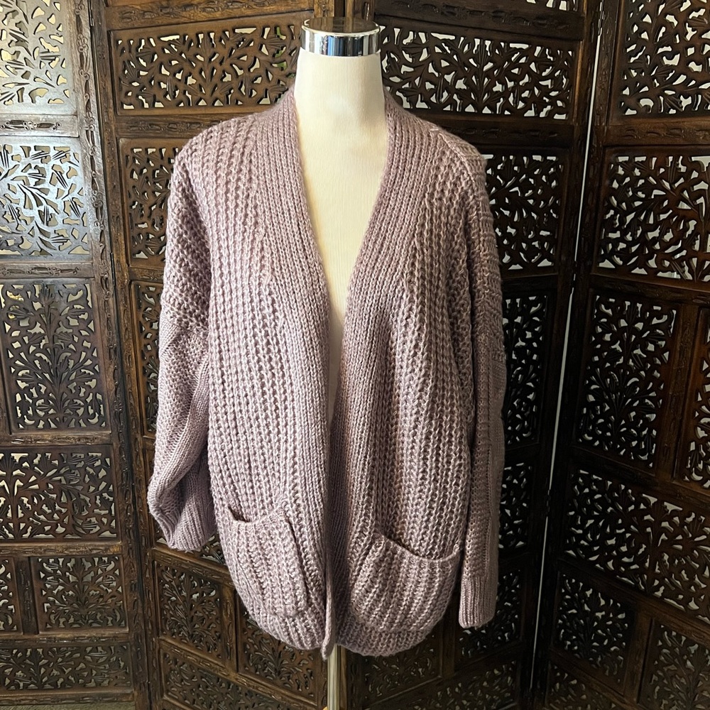 Mohair Lavender Chunky Knit Oversized Cardigan